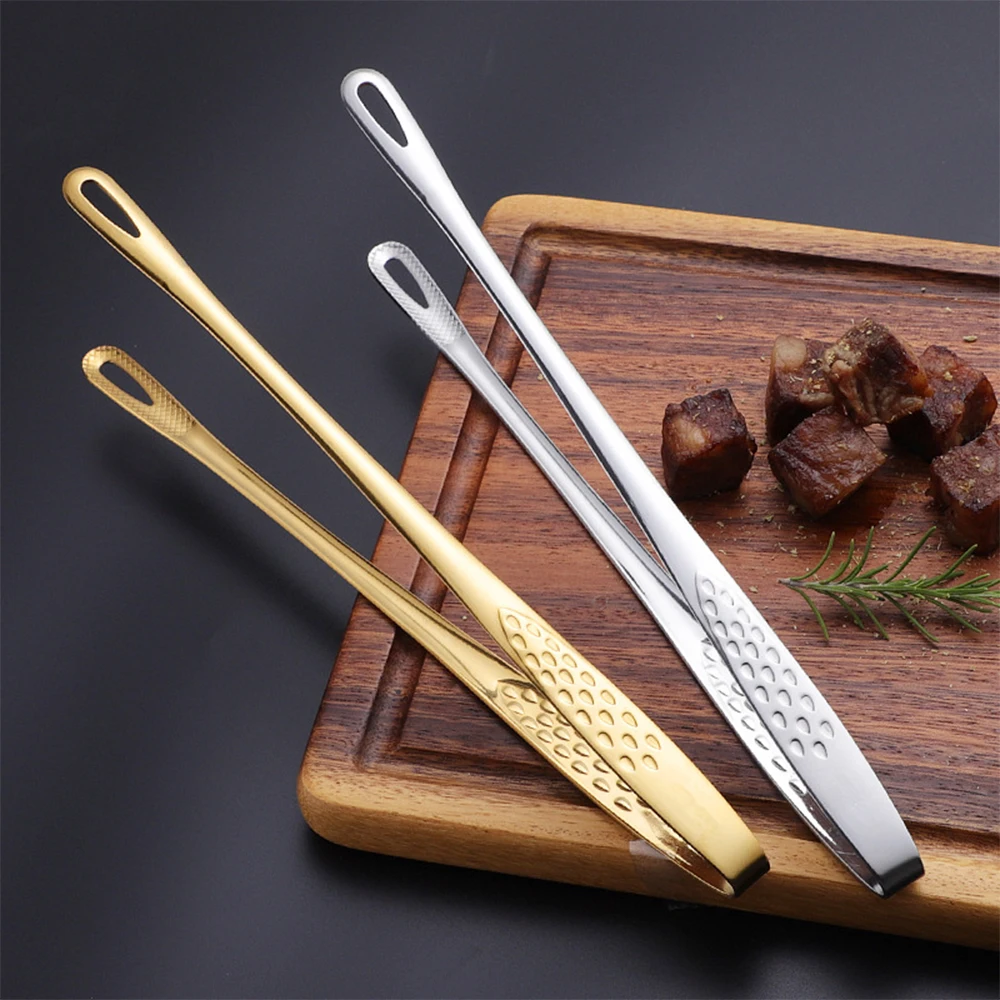 Extra Long BBQ 28cm Tweezer Tongs 304 Stainless Steel Kitchen Tong Bread Clip Pastry Clamp Barbecue Kitchen Tong for Cooking