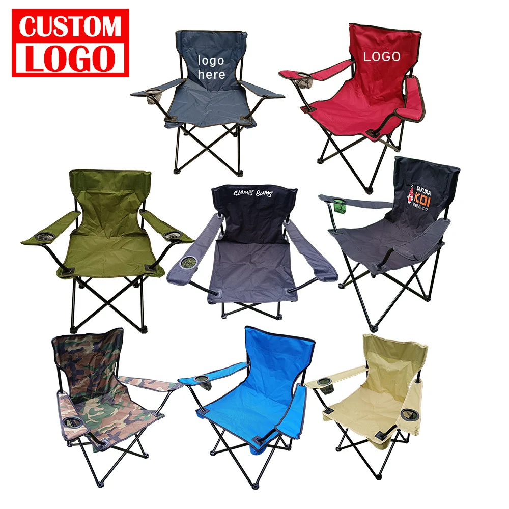 Custom Logo Print Hiking Folding Chairs Outdoor Foldable Fishing Camping Beach Chairs For Events