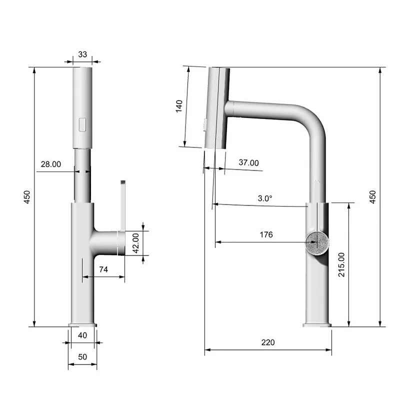 LED Kitchen Faucet Temperature Display Kitchen Sink Faucet Pull-out Three Mode Kitchen Taps Cold Hot Water Mixer Tap Hydropower