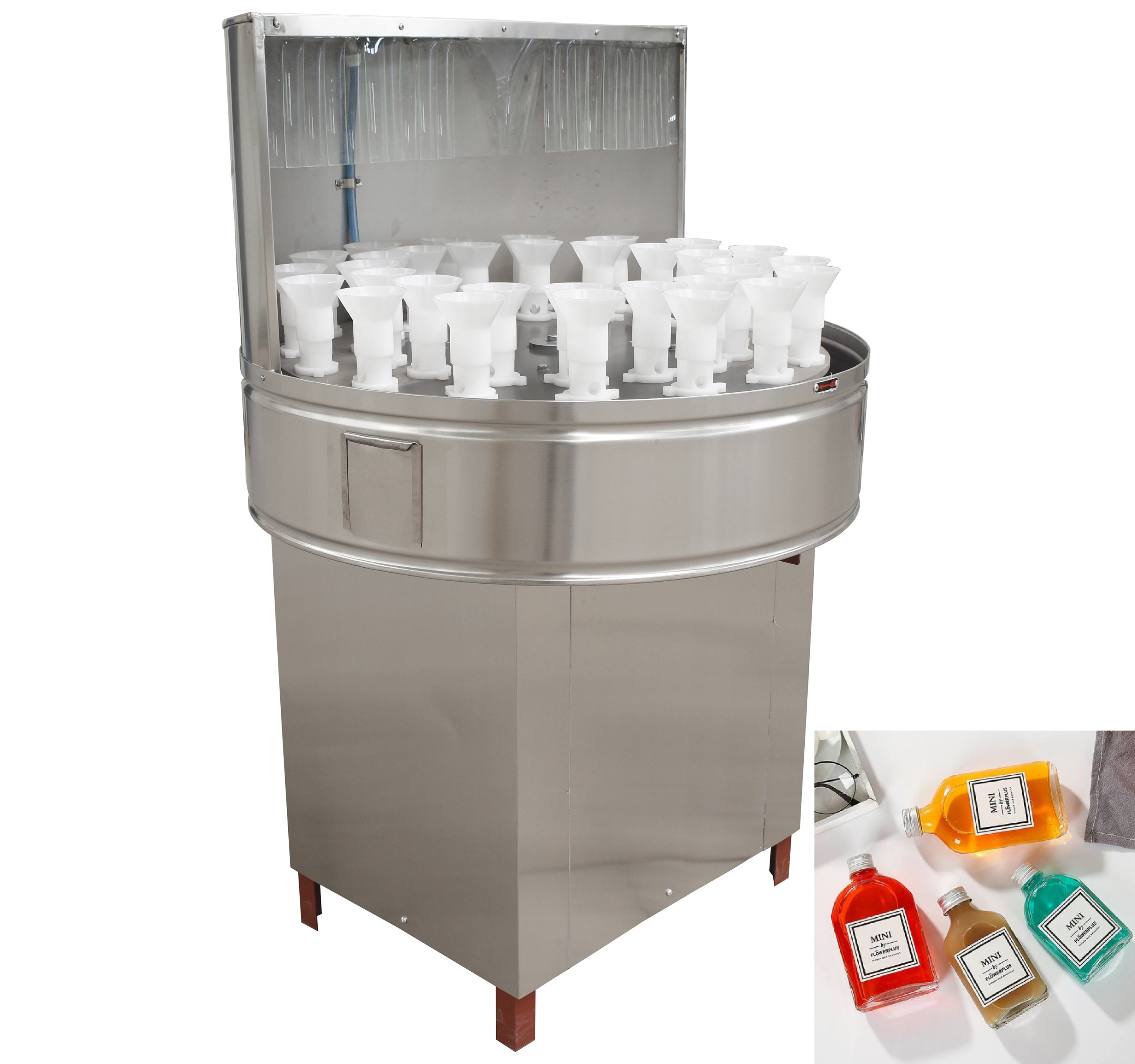 Small stainless steel manual glass plastic PET bottle washer for winery