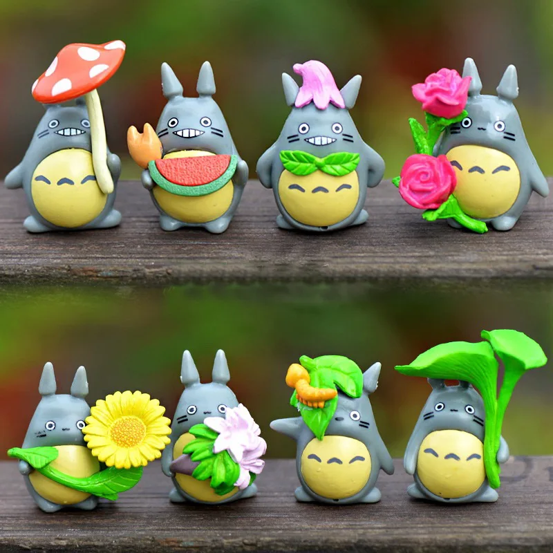 PVC My Neighbor Totoro Miniatures Home Micro Landscape Garden Decoration Japanese Anime 8pcs/set