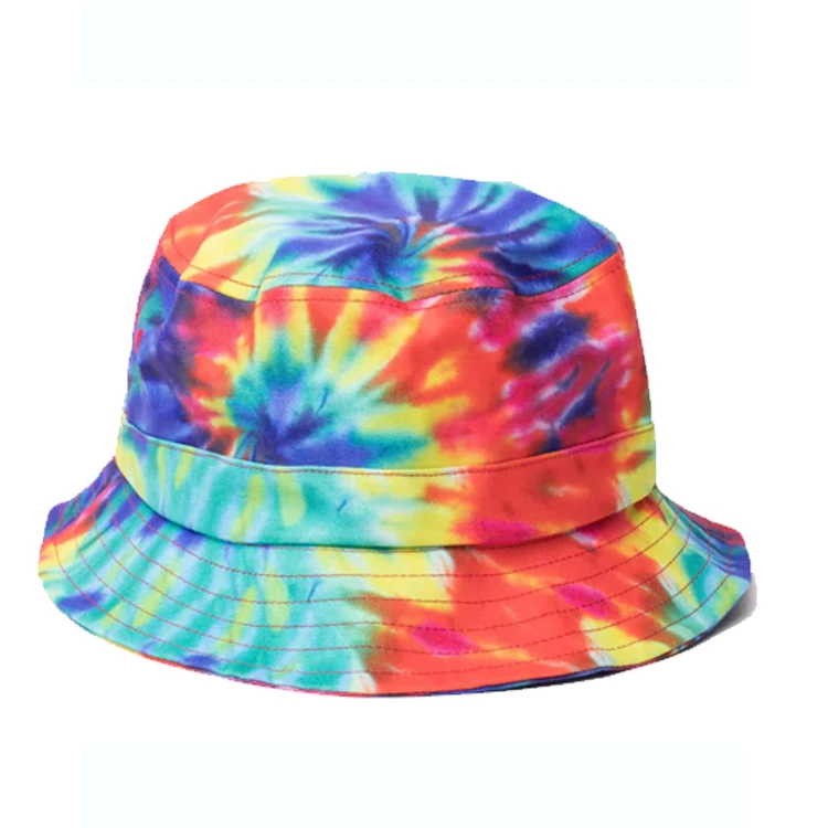 Custom Denim Tie-Dye Bucket Hat Unisex Wholesale Sportsman Washed Hat with Embroidered Logo Printed Pattern for Men and Women