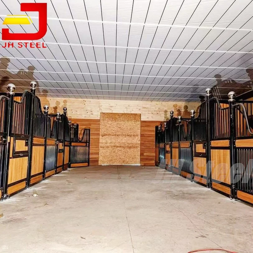 4x4m Cheapest Equestrian Equipment  Removable Powder Coating Bamboo Horse Stable Stall Panels Fronts