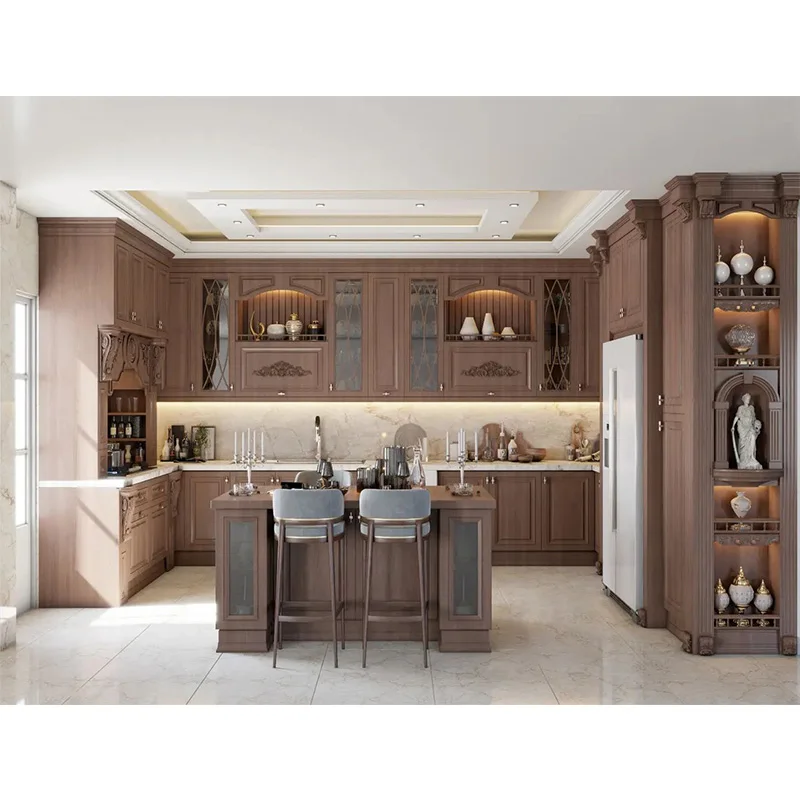 Popular Designs Customized American Style Maple Solid Wood Custom Kitchen Cabinet