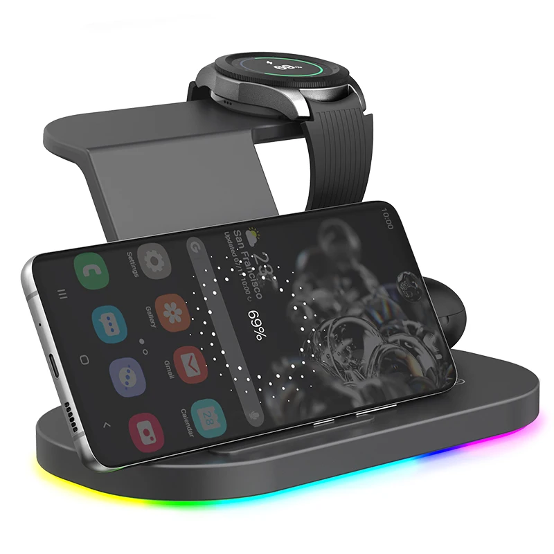 new technology 2022 3 in 1 wireless charger charging station smart phone  15w phone stand for iphone samsung watch iwatch TWS