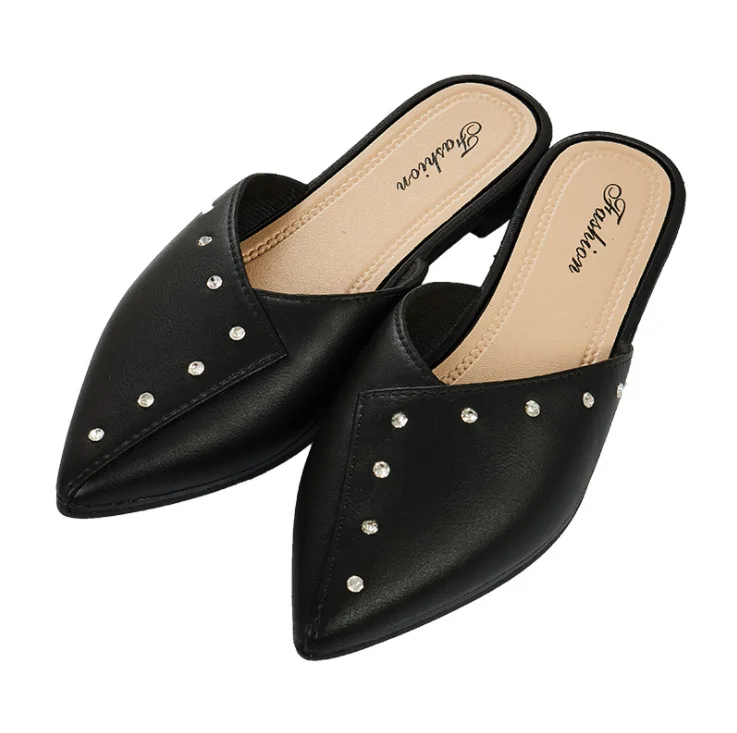 Pointed toes with the rivet decoration vamp PVC outsole sandals
