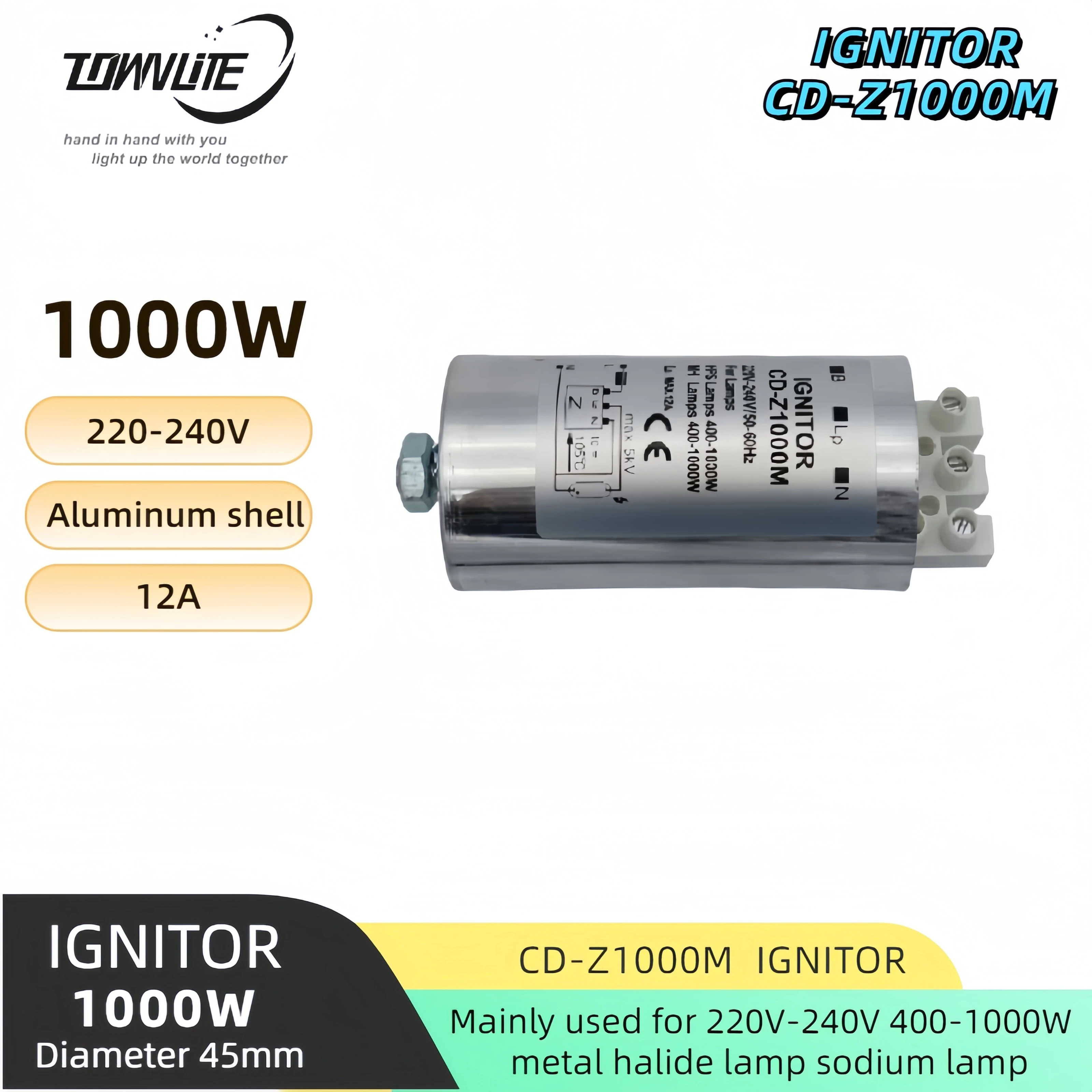 Metal halide lamp for three-wire project sodium lamp CD-Z1000M aluminum shell electronic ignitor