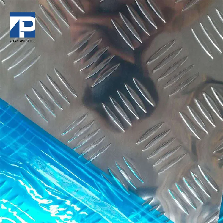 1050H24 1100 3A21 3005 5083H112 5A03 Embossed 5 Bar Ribbed antiskid Checkered Aluminum Sheet