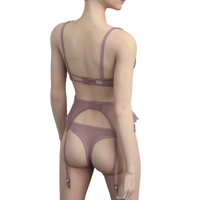 Wholesale Comfort Mesh Transparent See Through Sexy Lingerie Bra and Panty Set