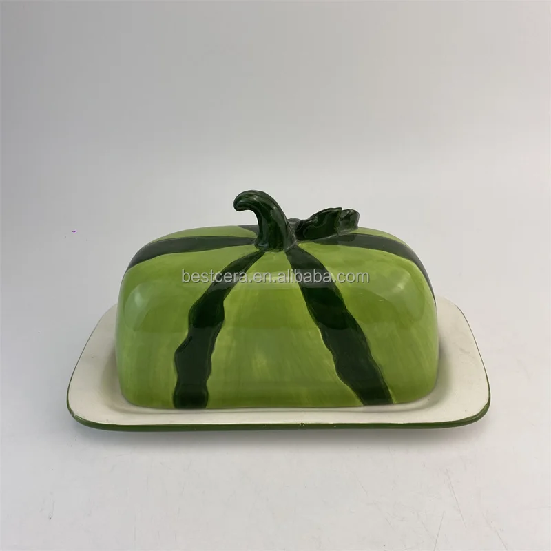 Creative Fruit Design Butter Plate Cake Serving Plate Personalized Ceramic Butter Dish With Cover
