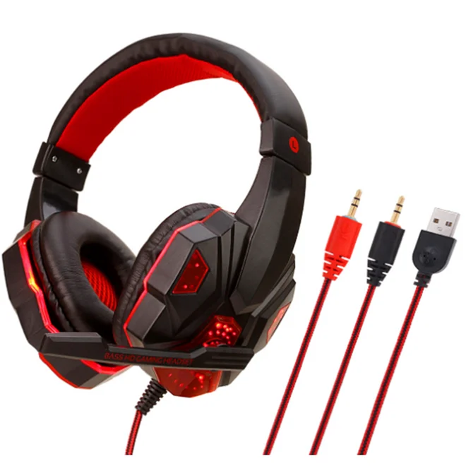 Amazon top seller flashing led light gaming headset Professional strong bass game headphone earphone for computer game with mic