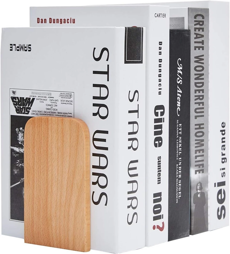 High Quality Material Books CDs Stand Nature Coating Book Stand Simple Design Heavy Duty Non-Skid Bookend for Shelves