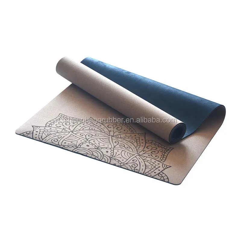 Hot Sale Natural Rubber Eco Friendly Anti-slip Safe Cream-coloured Durable Cork Custom Thick Eco Yoga Mats