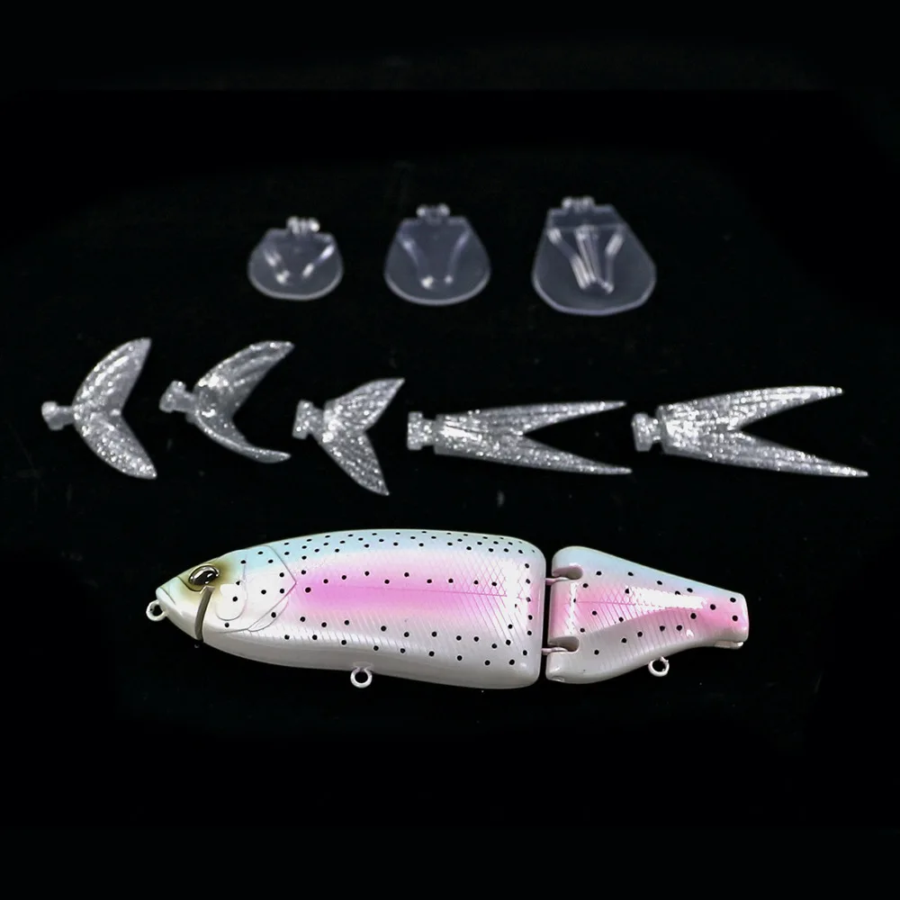 Multi-Segment UV Effect Floating Hard Bait 3 Lip 5 Tail Detachable Design Sea Fishing Bass Bream Durable Silicone ABS River Lake
