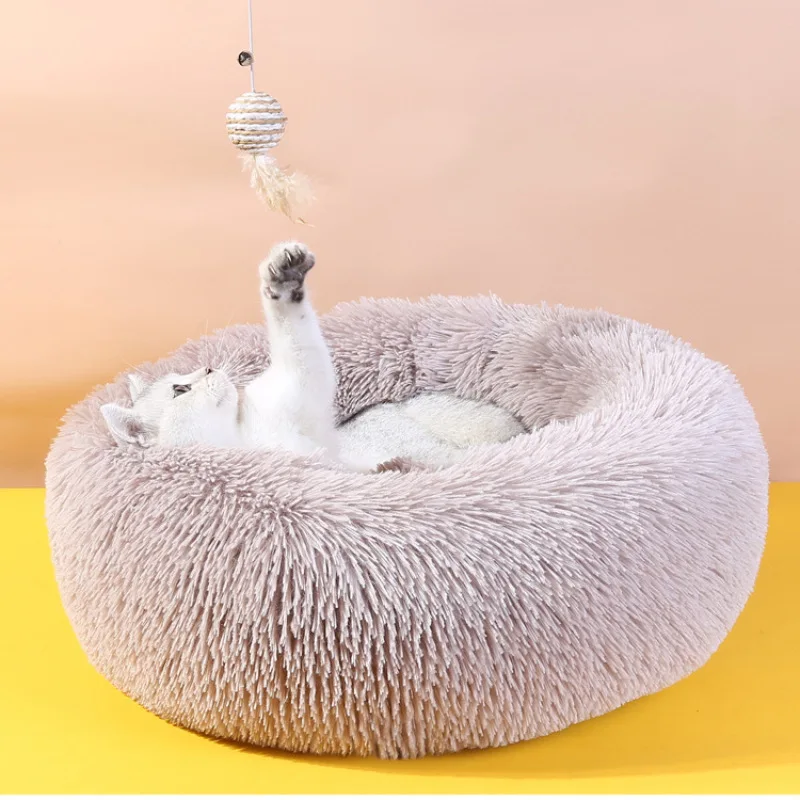 Wholesale China Anti Anxiety Plush Calming Pet Cat Dog Bed for Dogs and Cats Orthopedic Memory Foam Donut Round Washable Dog Bed