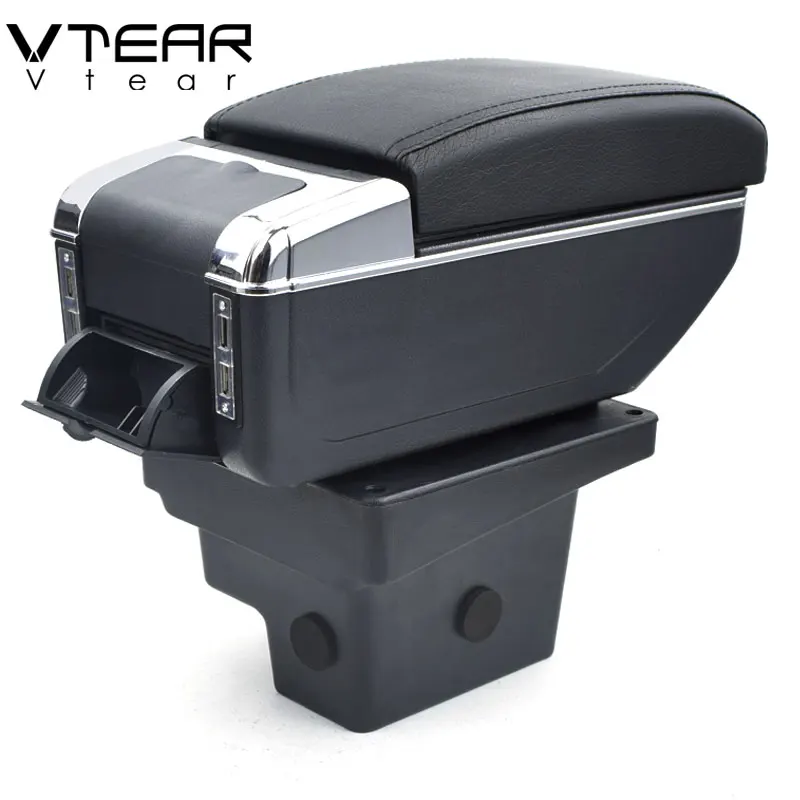 Vtear For VW Tiguan armrest USB Charging heighten Double layer storage box central Store content arm rest car accessories 09-17