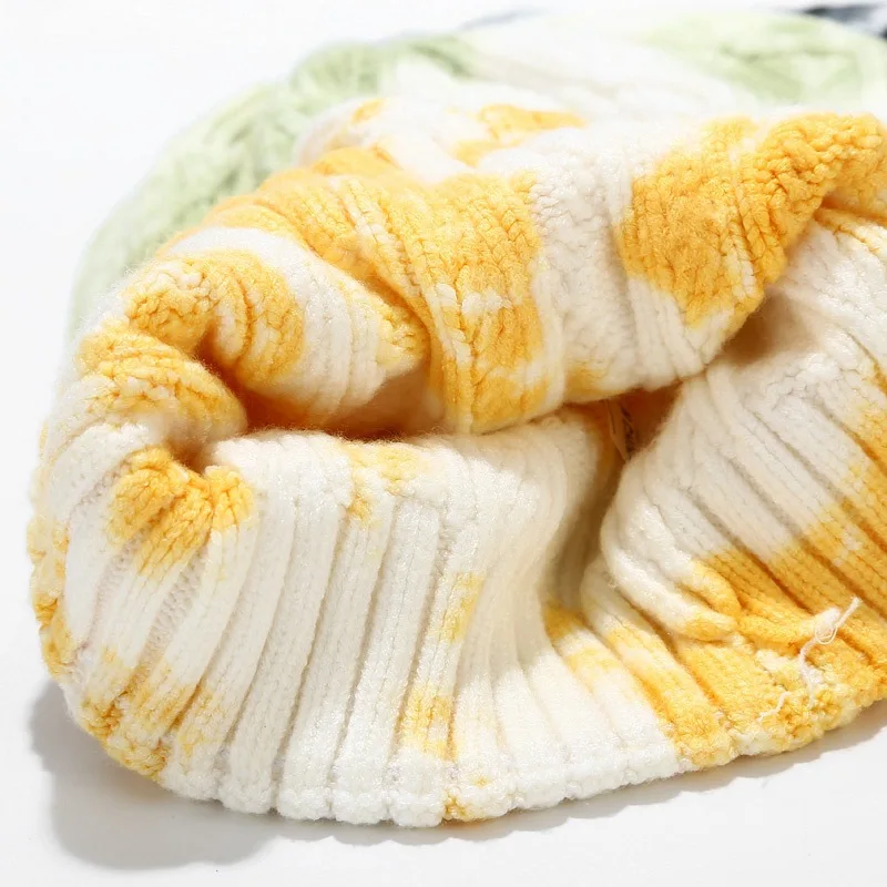 wholesale warm winter hats Ski beanie embroidery tie dye knitted beanie with custom logo