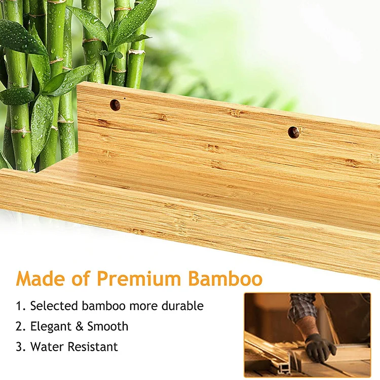  2 piece set of wall-mounted bamboo storage shelf wall display corner for bedroom living room bathroom