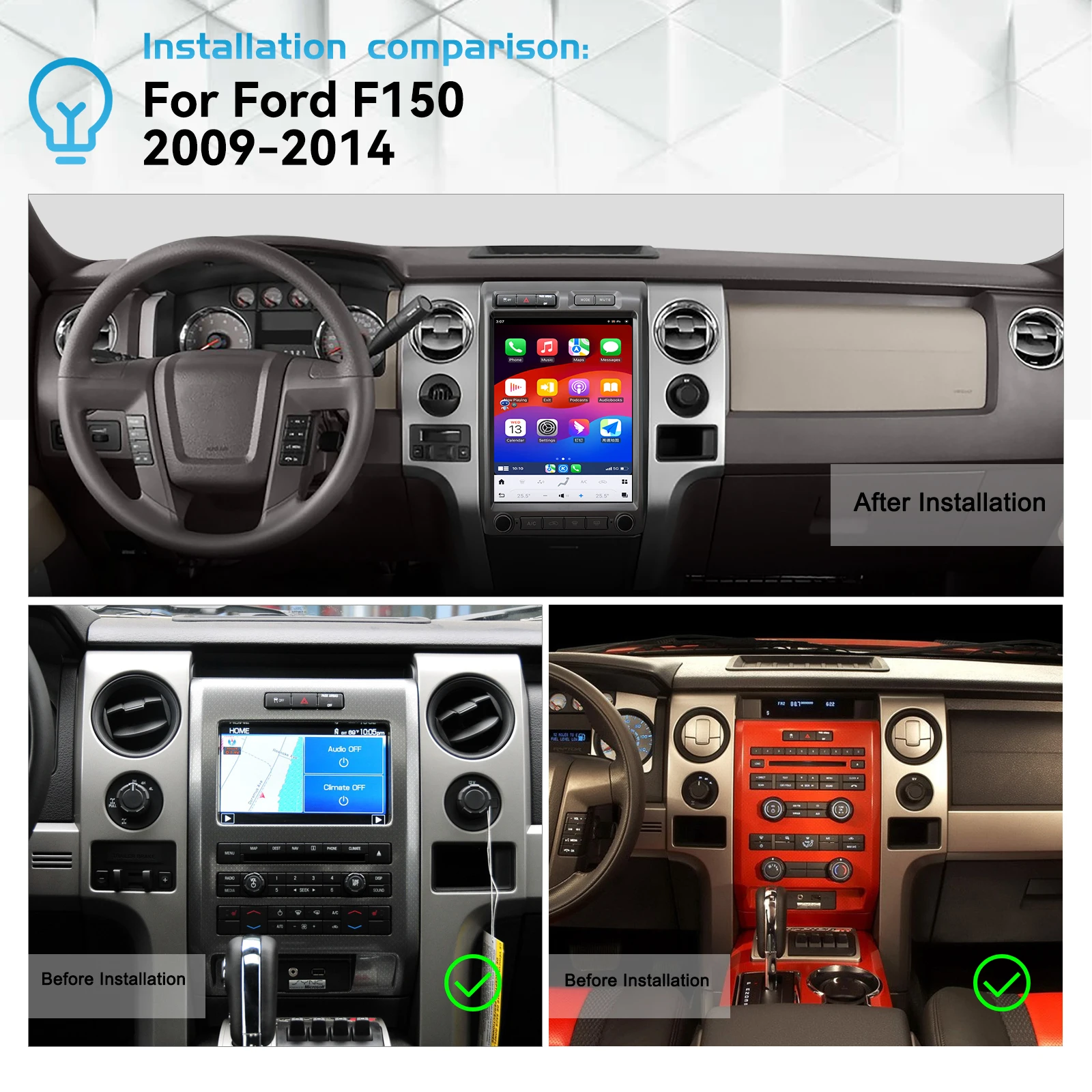Автомагнитола ZWNAV 13-дюймовый для Ford F150 2009-2014