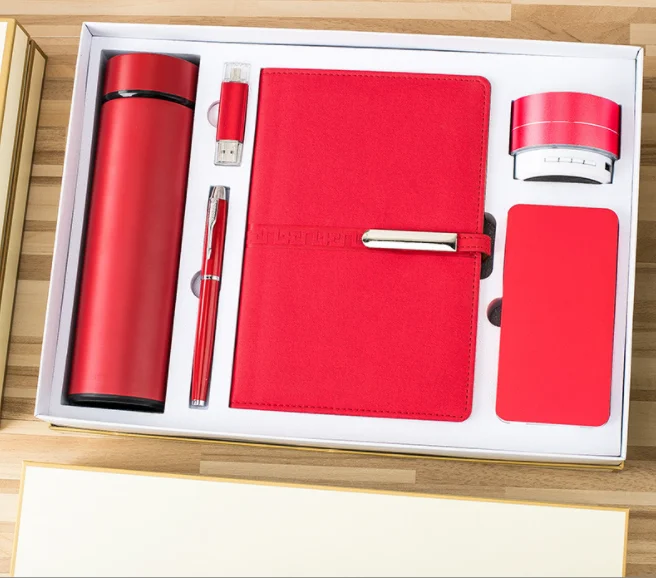 2024 Customized Logo Leather Wireless Charging A5 Pen Mug U Disk Notebook Diary for Automotive Insurance Education Industry