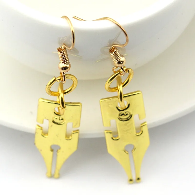 JOJOS Bizarre Adventure Earrings Kishibe Pen Earring Jewelry Written Pen Nib Writer Drop Earring For Gifts Women Men