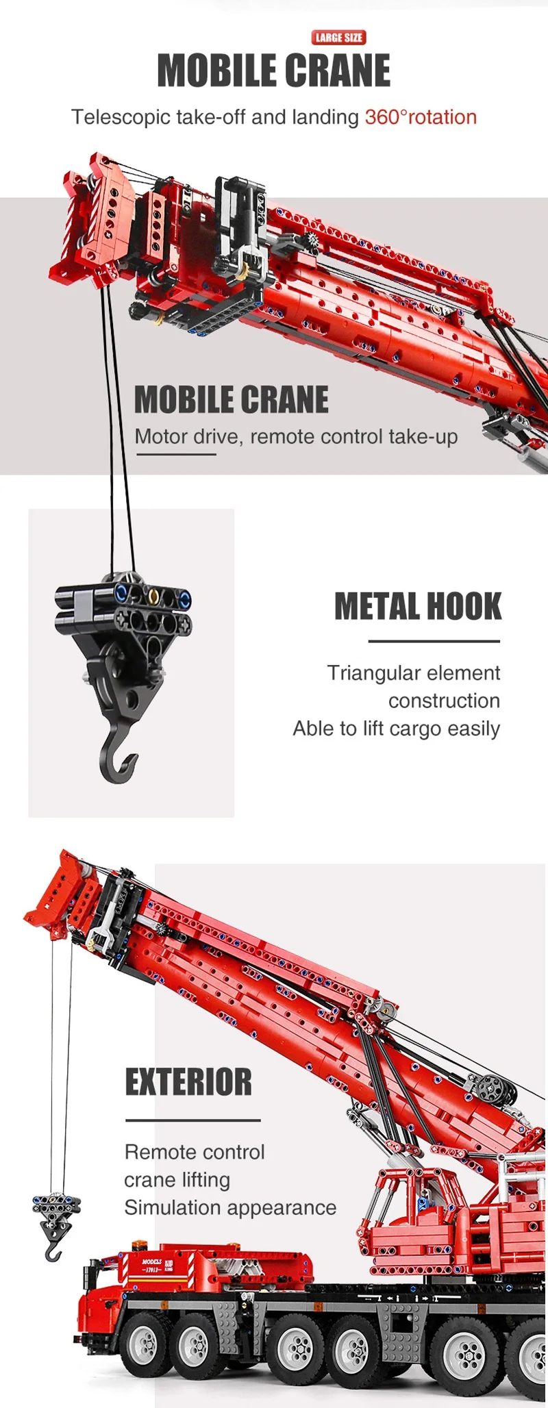 Assembly Brick Toys Kids Birthday Gifts Mould King 17013 Building Bricks Crane Truck Gift Blocks For Children (7)