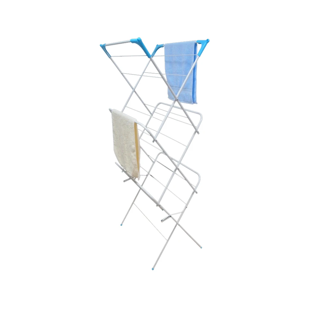 Lightweight Metal 3 Tier Folding Winged Clothes Airer Drying Rack for Indoor Outdoor Laundry