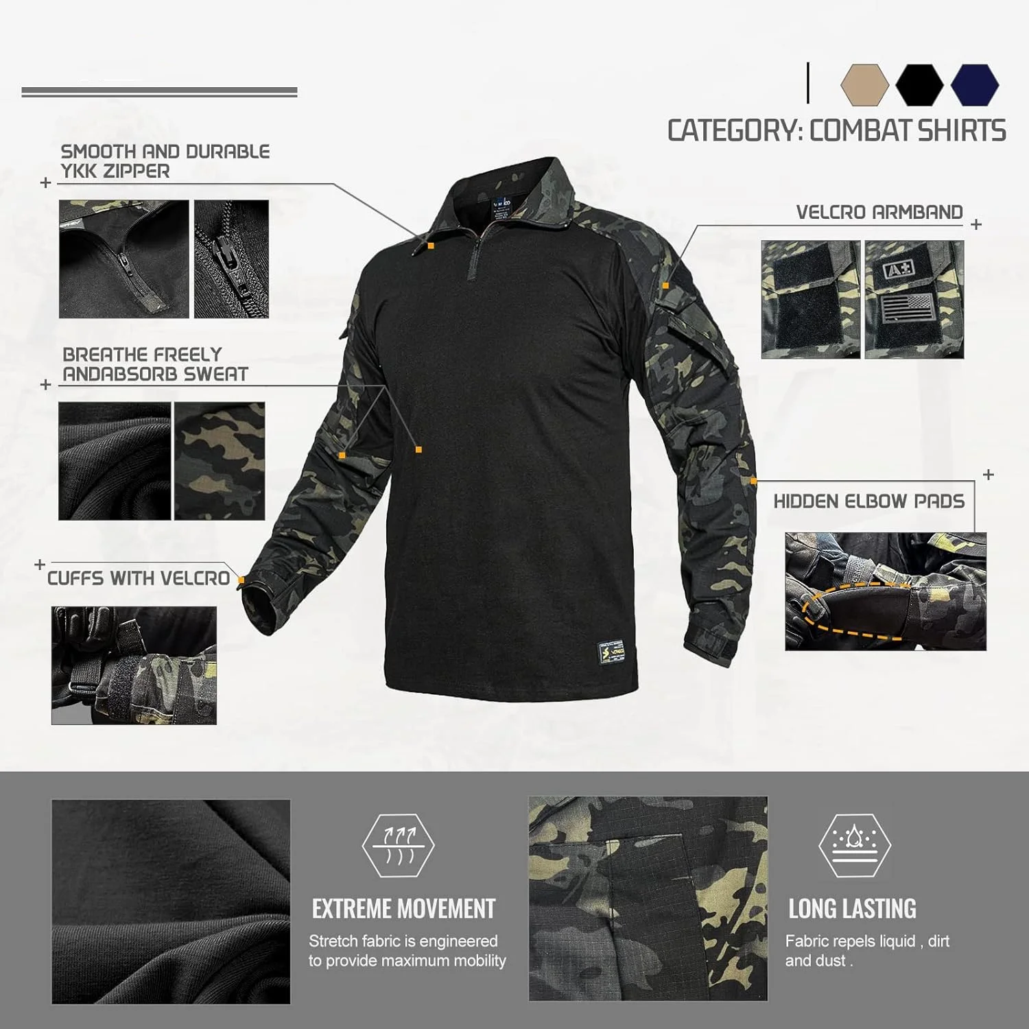 Wholesales camouflage combat frog suit tactical uniform Shirts Uniforms Multicam Tactical Combat Shirt for Men