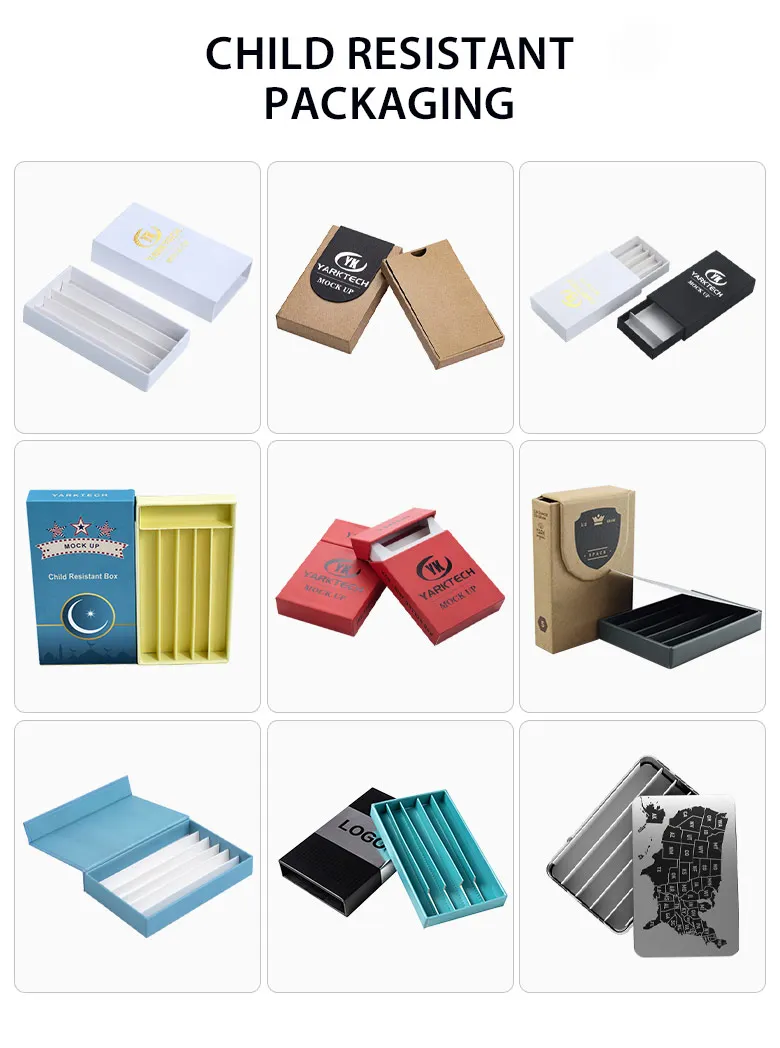 Custom CR tin box lock slides roll container drawer child proof resistant preroll packaging