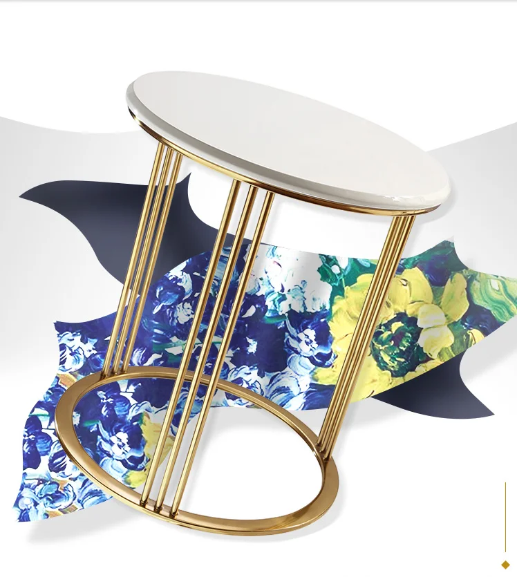 Round marble top modern style coffee table side table