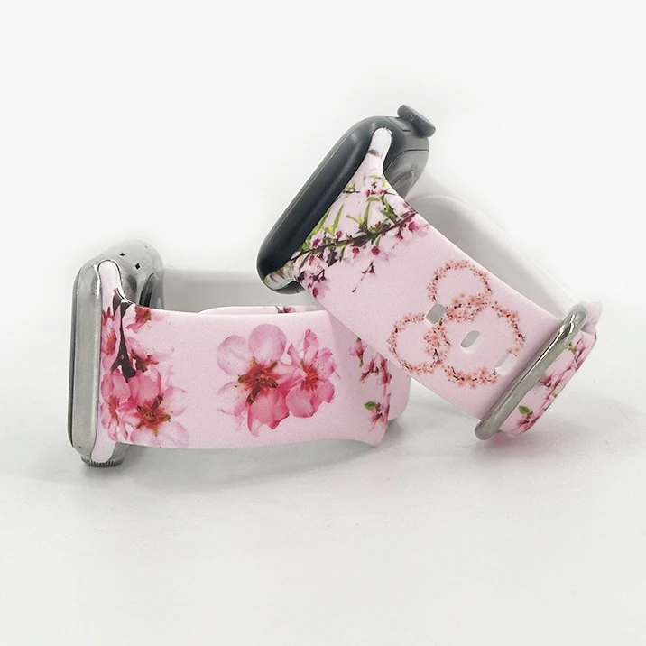 Minnie Bow Cartoon Printing Silicone Watch Band for Apple Watch Sport Castle printed Strap 41mm 45mm 49mm