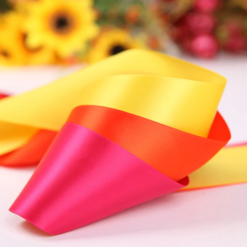 Double-Faced Satin Ribbon 100% Polyester Grosgrain Single Face Style Sustainable Solid Color Design