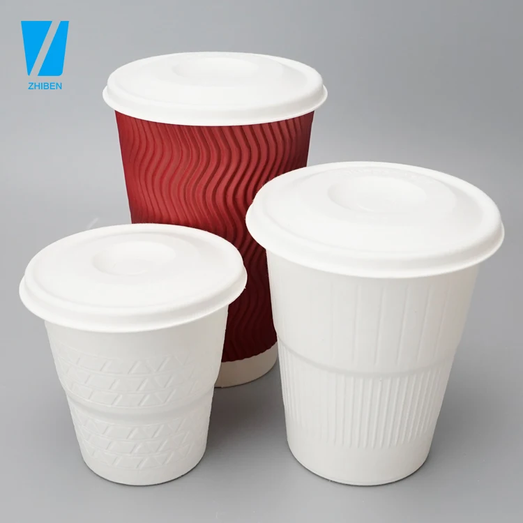 100% natural biodegradable custom eco friendly keep takeaway wholesale bagasse fiber reusable coffee cup to go with cup lid