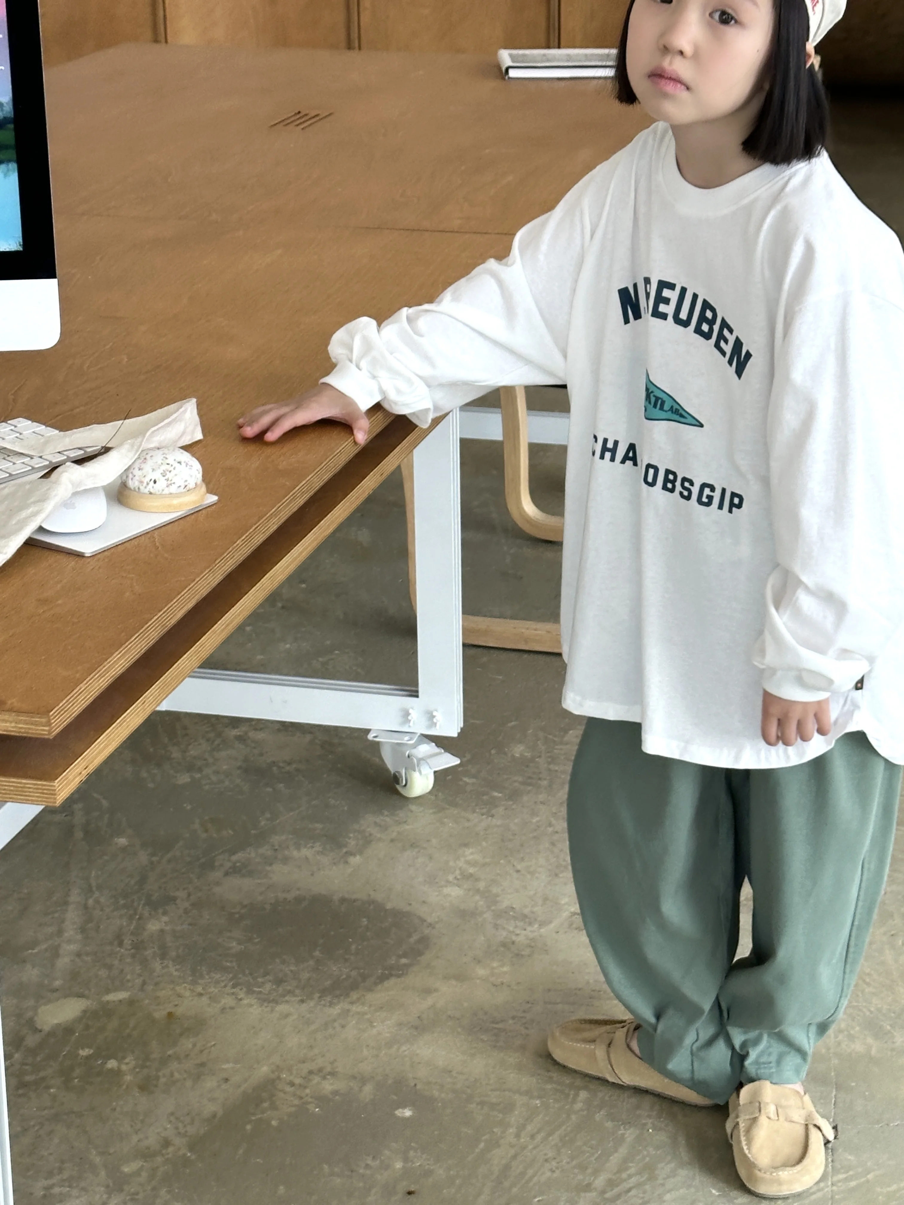 Kids Wear Wholesale Oversize Long Sleeve Girls Blank Peter Pan Collar Printed T-shirt For Girls