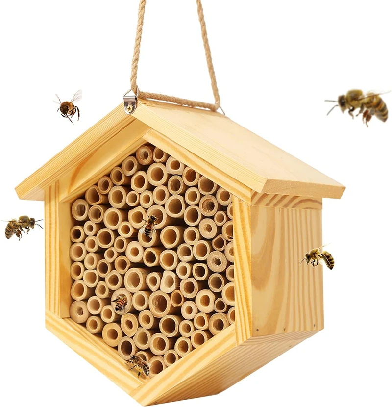 Lamb Factory Custom Eco Friendly Bee hive House Courtyard Wooden Insect Nest Box FSC bee Hotel