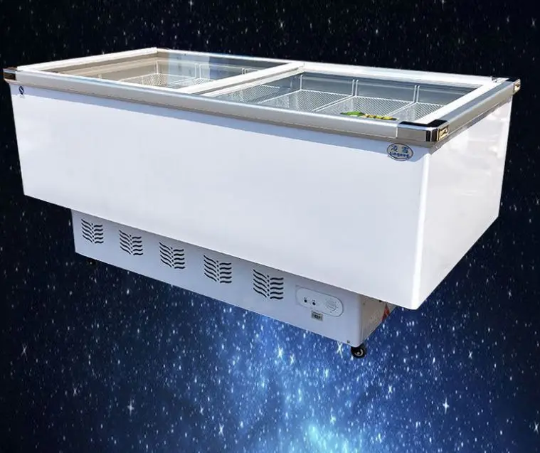 Refrigerated display cabinet quick frozen horizontal commercial transparent glass refrigerator