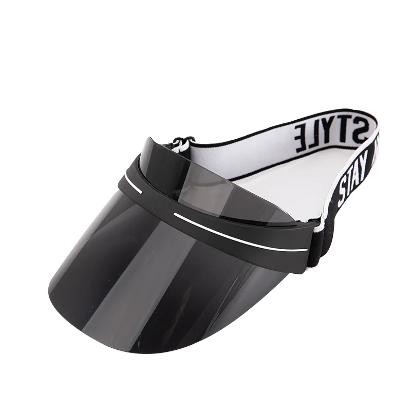 HIgh Quality Colorful Custom PVC Sun Visor Cap Elastic Band Transparent Visor Cap