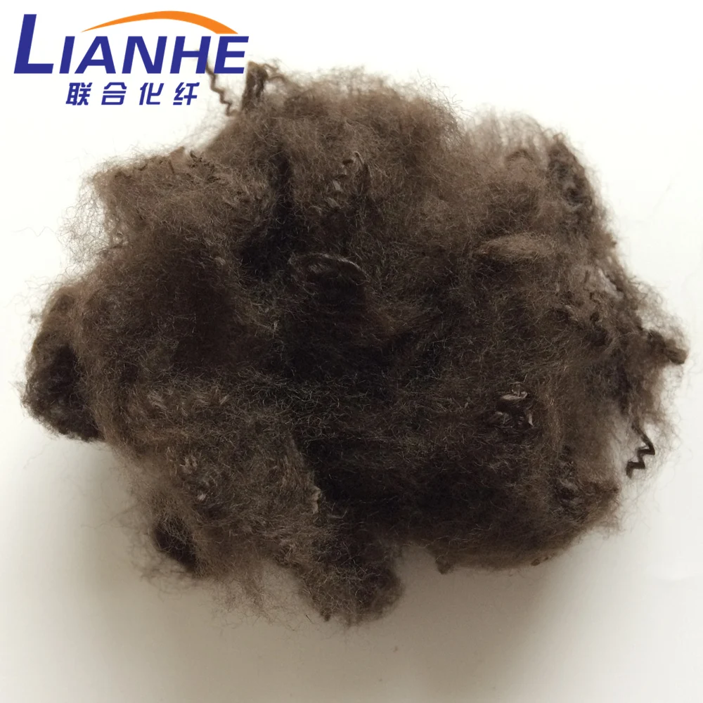 regenerated 3D or 6D olive shade solution dope dyed psf fiber for geotextiles