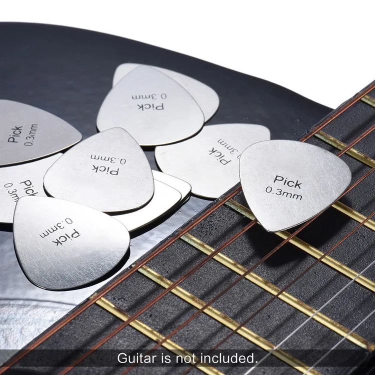 Alice AP-12S 12pcs/pack 0.3mm Stainless Steel Metal Guitar Picks Plectrum