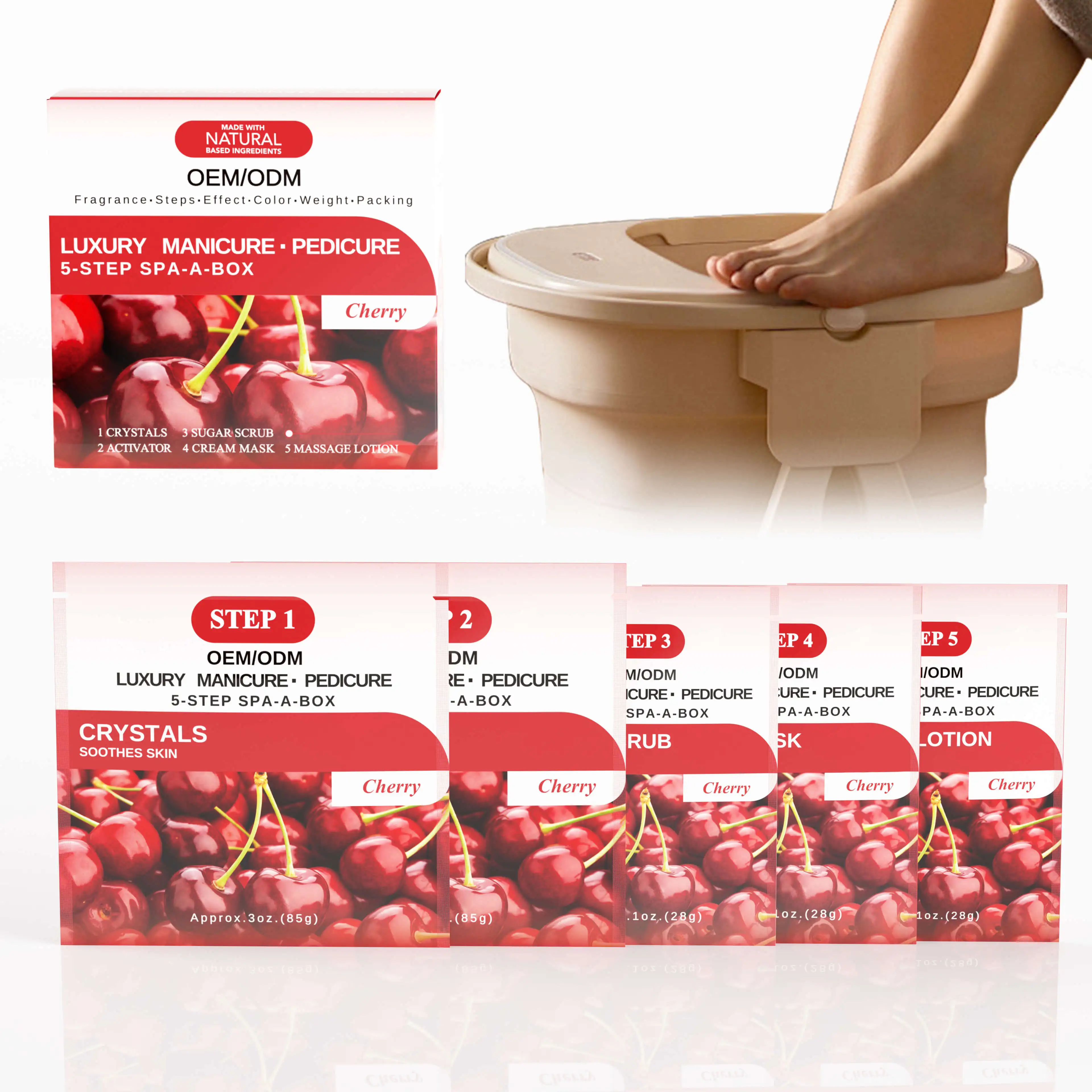 Customized Solution Spa Luxury Manicure & Pedicure Kit Deluxe Pedicure 5 Steps In 1 Foot Skin Care Products
