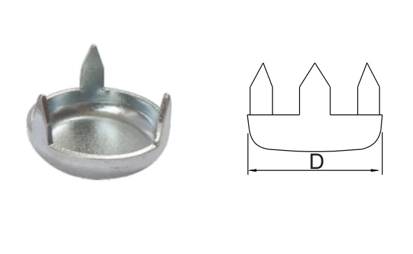 Hyderon Metal Nickel Glide Pads Nail-On Three Prong Glides Table Leg Protectors Furniture Nails On Metal Pad