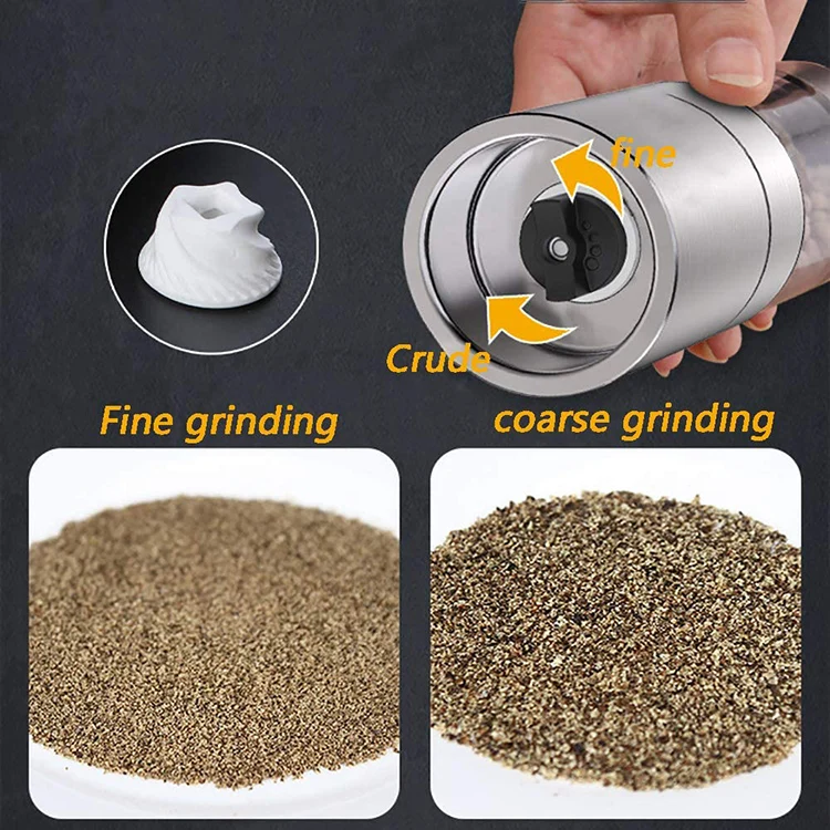 Stainless Steel Barbecue Seasoning Containers Storage Magnetic Spice Jar Set With Pepper Grinder