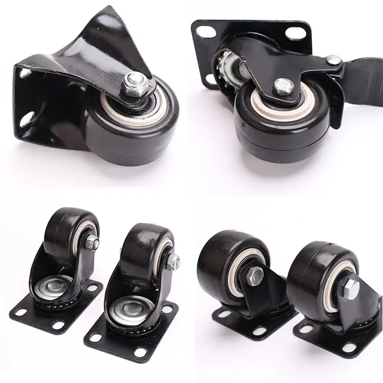 
1.5 Inch 2 inch black PU wheel light duty iron casters chair caster for furniture Diamond caster Wheel for office chairs 