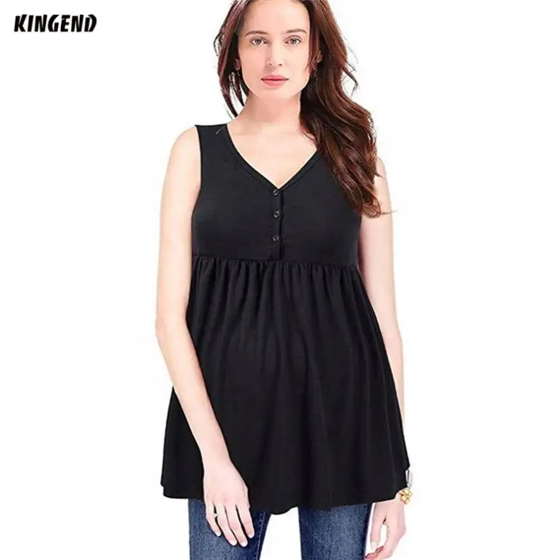 
Womens Fashion Maternity Tops Sleeveless V-Neck Breastfeeding Solid Summer Comfortable Casual Mama Pregnancy Clothes 