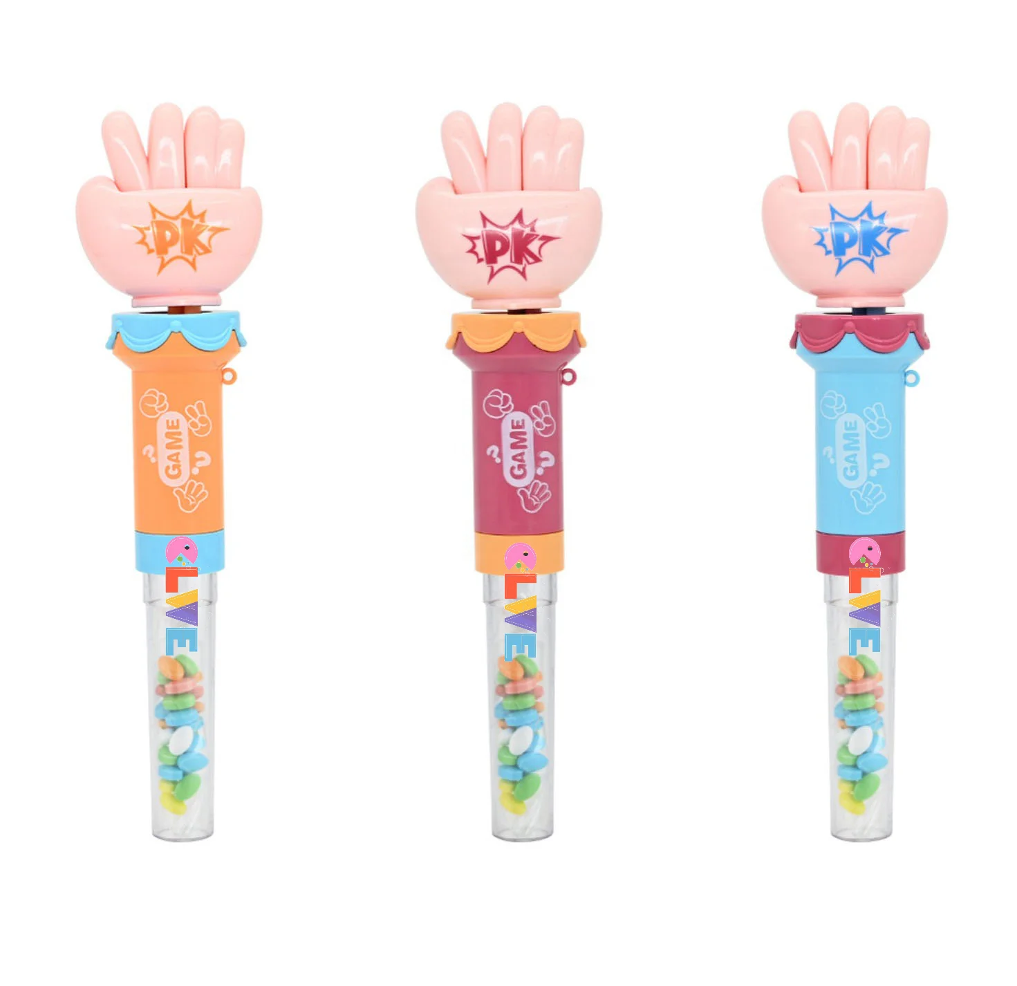 2024 Novelty design macaron color Interactive and Intelligence candy toy educational Rock-Paper-Scissors toy candy for kids
