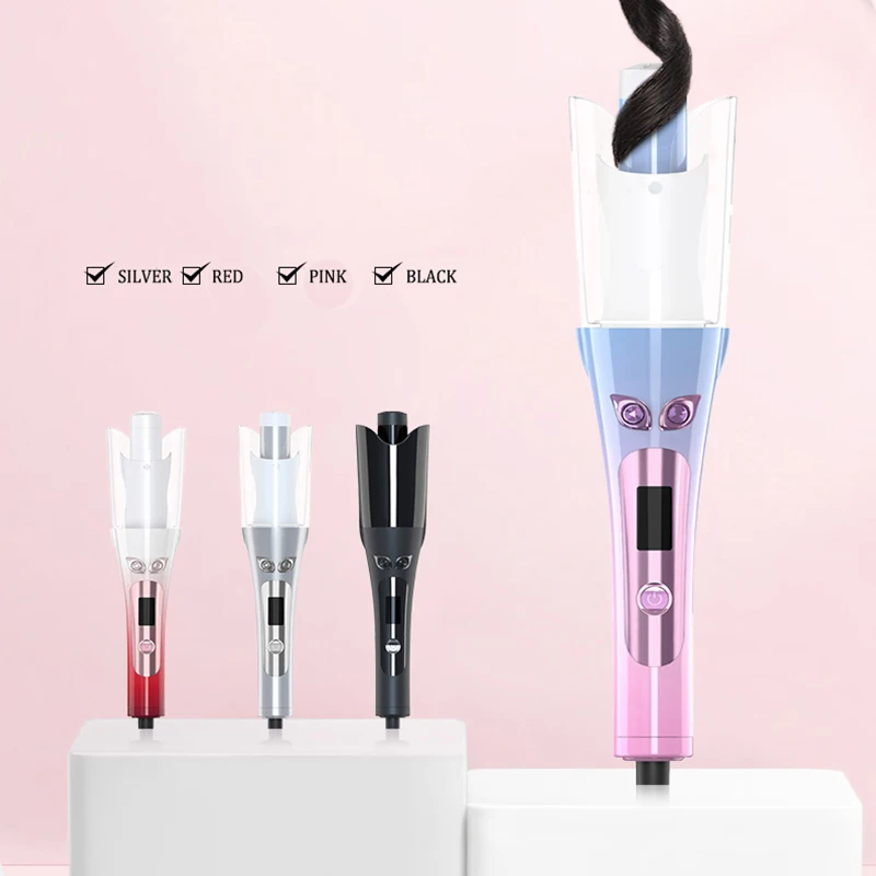 Automatic hair curling iron with ceramic ionic barrel smart anti-stuck auto rotating hair curling wand professional hair curler