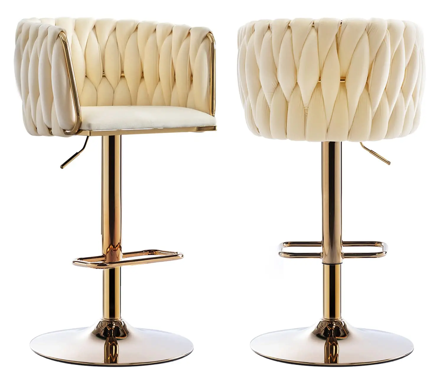 Modern High Back Counter Luxury Bar stool Metal Bar Chair swivel Velvet Bar Stool For Restaurant Kitchen