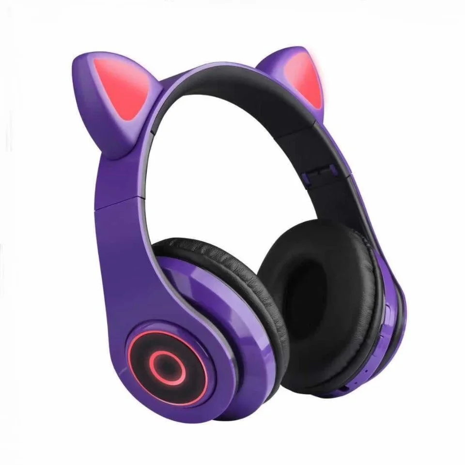 True Stereo Gaming headphone Earphone V5.0 Bt in ear Earbuds Anc Headphones B39 Girls Cute earphone with cat ears
