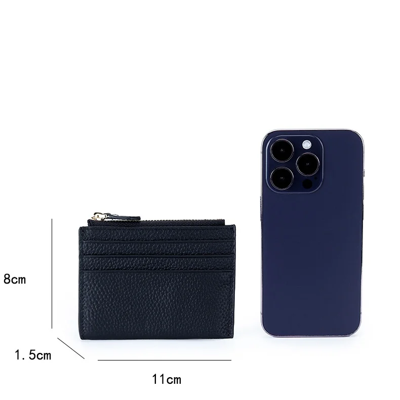 Wholesale Cow Leather Card Wallet for Women Suitable Daily Multi Compartment Zipper Pocket Luxury Simple Design Short Purse