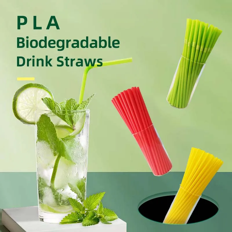 Organic Biodegradable Natural 6*210mm PLA Drinking Straw Eco-Friendly Bar Accessories Industrial Compost Sustainable Straw
